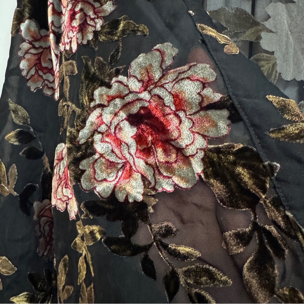 American Eagle Dark Floral Sheer Kimono. Cottagecore. Velvet sheer. Size M - Picture 4 of 5